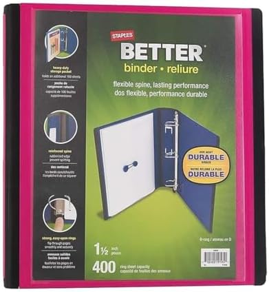 Staples Better 1.5-Inch 3-Ring Binder, Pink, Heavy-Duty by Staples