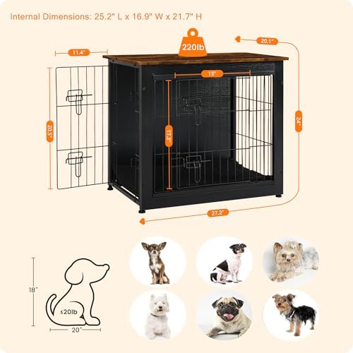 DWANTON 27" Dog Crate Furniture, Dog Kennel Indoor, with Waterproof Cushion - Image 3