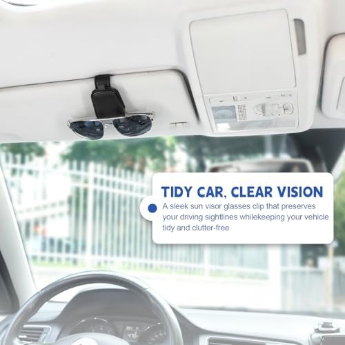 JUSTTOP 2 Pack Sunglasses Holders for Car, Magnetic Leather Buckle Sun Visor Sunglass Clip, Ticket Card Clip Sunglasses Mount, Car Interior Accessories for Men and Women (Black) - Image 6