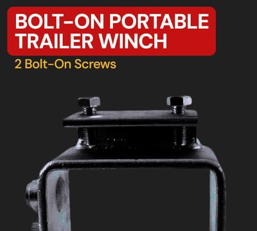 Heavy-Duty Portable Bolt-On Trailer Winch with Black Powder Coating - 16,500 lbs BS - Image 2