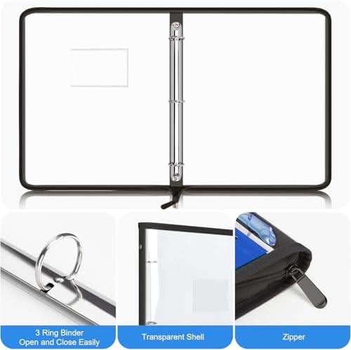 Uquelic Document Organizer, Soft PVC 3 Ring Binder with 12 Pockets - Image 3