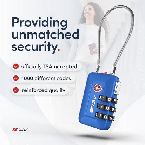 TSA Accepted Luggage Travel Lock, Set-Your-Own Combination Lock for School Gym Locker, Luggage Suitcase Baggage Locks, Filing Cabinets, Toolbox, Case (Blue, 1 Pack) - Image 3