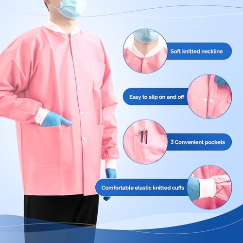 JMU 10-100 Pack Disposable Lab Coats, SMS Disposable Medical Jackets - Image 4