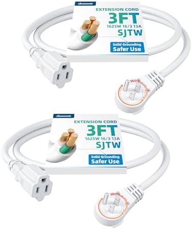 DEWENWILS 3FT 360° Rotating Flat Plug Extension Cord, 16/3 Gauge, 2 Pack by DEWENWILS