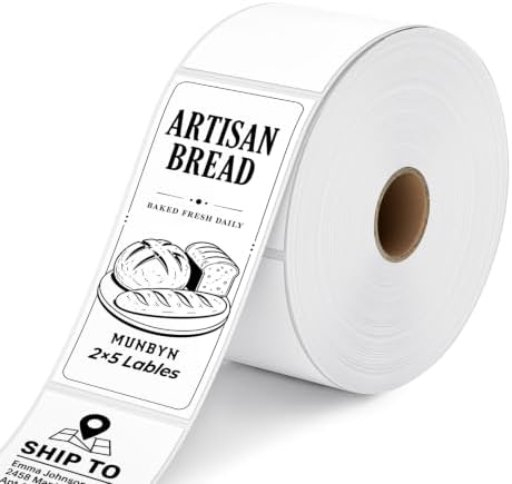 MUNBYN 2x5 Thermal Labels, 500 Sheets/1 Roll, White by MUNBYN