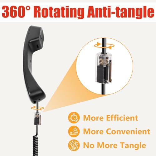 Uvital 1 Pack Telephone Handset Cords with Detanglers, RJ9 4P4C, Black - Image 4
