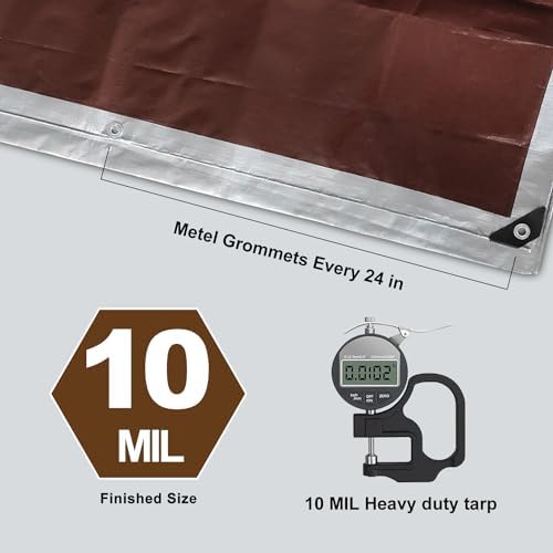 Tarps Heavy Duty Waterproof 12’ X 20’, 10 Mil Multipurpose Poly Tarp Cover, tarp Waterproof UV Resistant Tear&Fade Resistant, Outdoor Tarpaulin for Roof, Camping, Patio, Pool, Boat, Car - Image 5