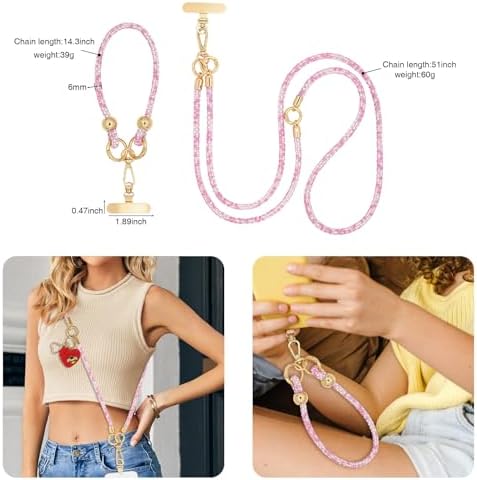 Crystal Phone Strap Crossbody and Wrist Lanyard, Anti Theft Layered & Wrist Strap Cell Phone Neck for Women - Image 5