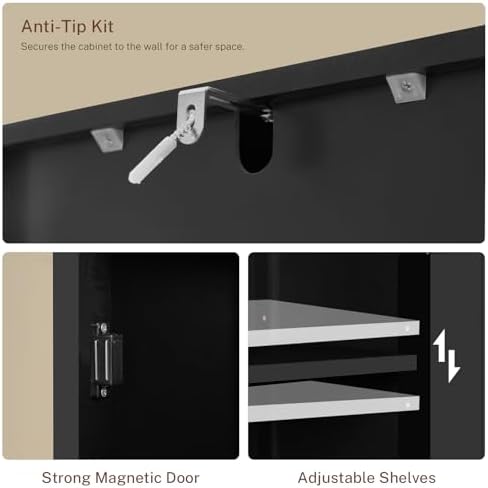 TEENFON Tall Bathroom Cabinet, Storage Cabinet with 6 Shelves & Drawer - Image 6