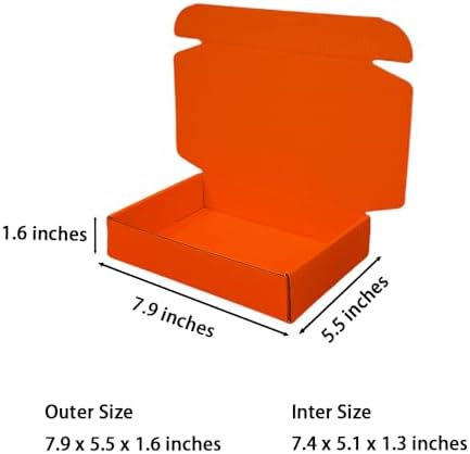 50 Pack 7.9x5.5x1.6 in Orange Red Shipping Boxes - Image 2