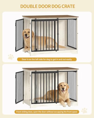 Hzuaneri 43.3" XL Dog Crate Furniture Indoor Dog Kennel with Barn Door - Image 4