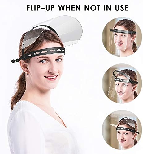 EWA Adjustable Face Shield（2pack+10visors）, All-Round Protection Cap with Clear Anti-Fog Shields, Lightweight Transparent Face Shields(2 Support Frame + 10 Replaceable Visors+ 4 Sponge Strips)-Black - Image 3