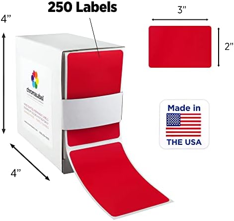 ChromaLabel Red Rectangle Labels, 2 x 3 Inch, 250/Box - Image 2