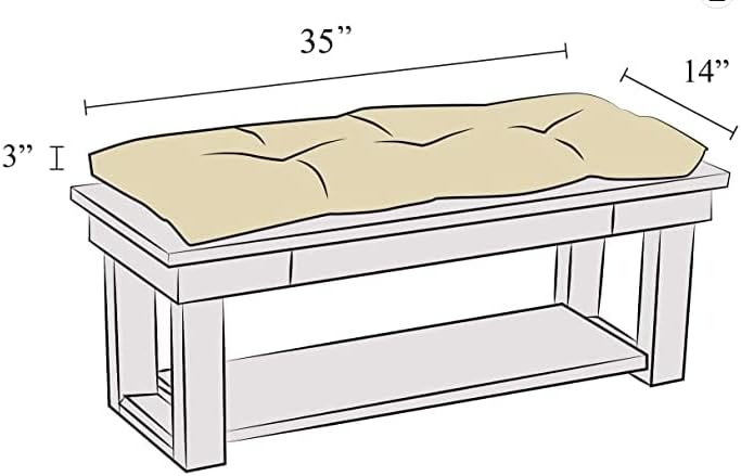 Klear Vu The Gripper Non-Slip Tufted Bench Cushion for Indoor Furniture, Assembled in USA, Entryway Storage, Bay Window, Corner Nook or Piano Seat, 35 Inches, Solid Flame - Image 3