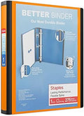 Staples Better Binder, 1-Inch D-Ring 3-Ring View, Orange, Durable by Staples