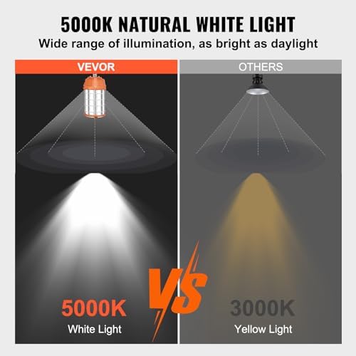 VEVOR LED Temporary Work Light, 150W, 20000lm Construction Lights, 5000K Portable Super Bright & Waterproof & Connected Up to 6 lights, Hanging Job Site Lighting for Indoor and Outdoor Lighting UL - Image 3