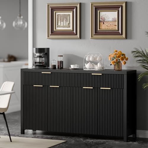 Lulive 55" Sideboard Buffet Cabinet with Storage for Kitchen, Black - Image 3