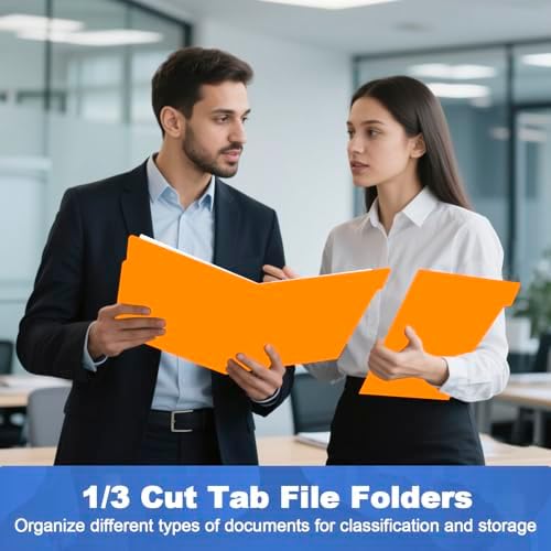 File Folder, HERKKA 30 Pack 1/3 Cut Tab File Folders, File Folders Great for Organizing and Filing, Letter Size, Orange - Image 7