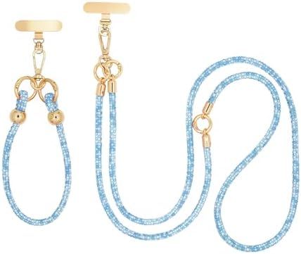 Crystal Phone Strap Crossbody and Wrist Lanyard, Anti Theft Layered & Wrist Strap Cell Phone Neck for Women by FUAHXYESFashionPhoneLayeredJewelry