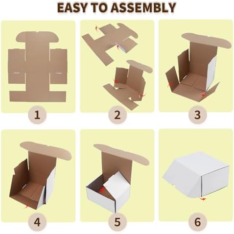 WIFTREY 50 Pack 6x4x4 Small Shipping Boxes, White Corrugated Cardboard Boxes 6 x 4 x 4 for Packaging Small Business, Mailing, Shipping - Image 5