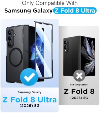 Temdan for Samsung Galaxy Z Fold 8 Ultra Case,[Compatible with MagSafe][Built-in HD Screen Protector & Kickstand][Hinge Protection] Translucent Matte Shockproof Phone Case for Z Fold 8 Ultra,Black - Image 2