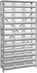 Quantum Storage Systems 1275-109CL Clear-View Sloped Shelving Unit with 4" Shelf Bins, 36 QSB109 Shelf Units, 12" D x 36" W x 75" H by QuantumStorageSystems