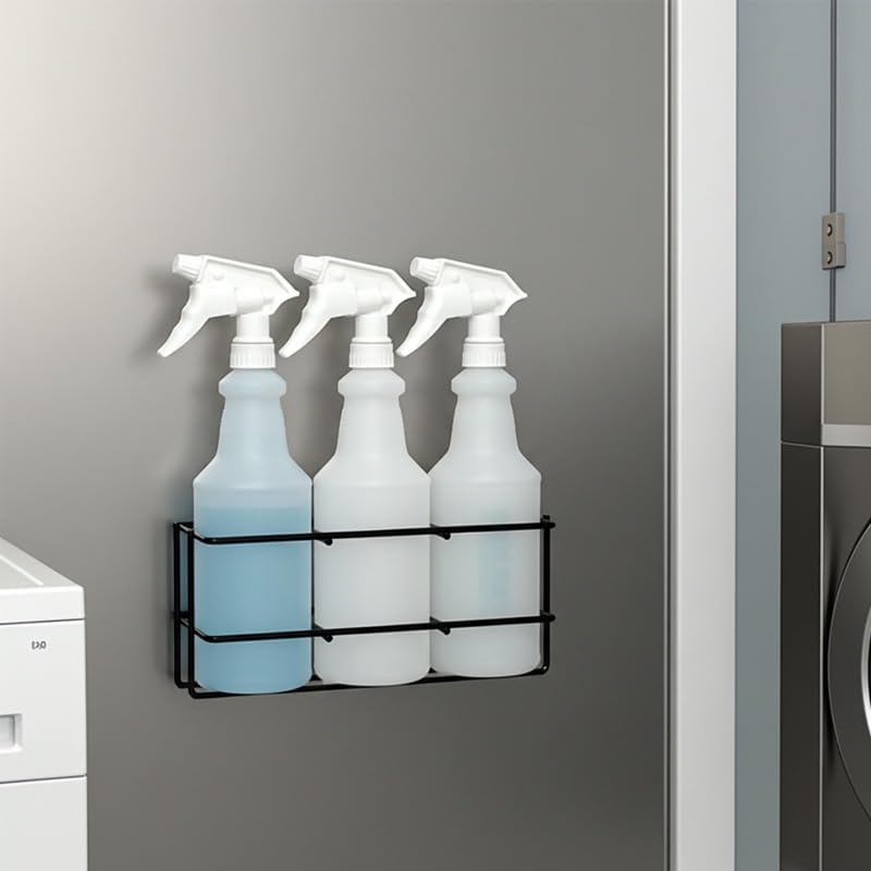 Up to Three 32 oz Spray Bottle Rack – Wall Mount Organizer | Heavy Duty Metal Holder for Cleaning, Chemical, or Detailing Bottles | Safe & Space-Saving Storage for Garage, Shop, or Janitorial - Image 2
