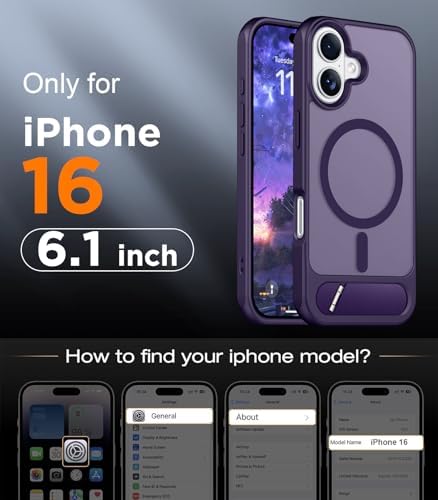 Temdan Magnetic Compatible with iPhone 16 Case, [Built-in Invisible Kickstand][Compatible with MagSafe] [Military Grade Shockproof] Slim Translucent Matte Phone Case for iPhone 16 6.1" - Image 2