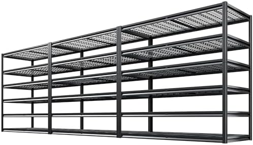 REIBII 3500LBS Garage Shelving, Adjustable Storage Shelves Heavy Duty, 6 Tier Heavy Duty Shelving, Metal Shelving Unit for Warehouse, Basement, Industrial, 55" W x 26" D x 84" H, Black, 3 Pack by REIBII