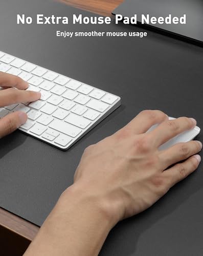 Aothia Faux Leather Desk Mat - Large Mouse Pad, Non-Slip PU Leather Blotter, Waterproof Writing Surface for Office and Home (Grey, 63" x 17") - Image 4