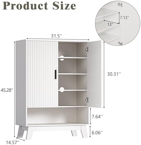 HUANLEGO Shoe Cabinet Storage for Entryway with Doors, White - Image 2