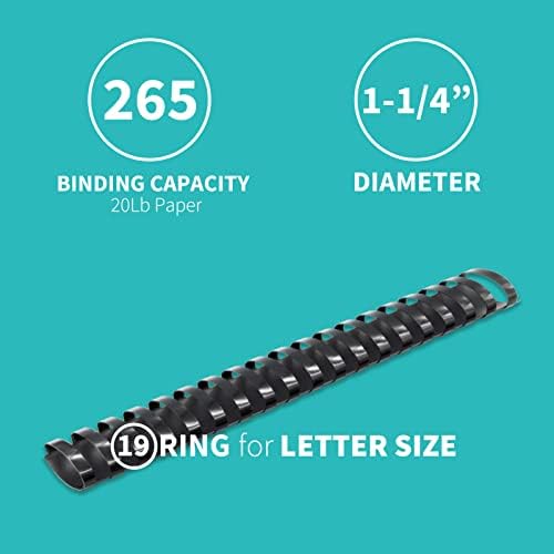 Binditek Plastic Binding Comb Spines, 1-1/4 Inch, 19 Ring, Black, 50 Pack - Image 4
