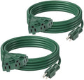 BN-LINK 2-Pack 15Ft Outdoor Extension Cord with 3 Outlets 16/3 SJTW Power Cord, 3-Prong Grounded Plug, for Landscaping & Holiday Decorations, ETL Listed by BN-LINK
