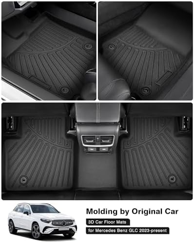 Powerty Floor Mats for 2023 2024 2025 Mercedes Benz GLC?GLC 300?GLC 350e?4Matic All Weather 3D TPE Anti-Slip Car Liners for 1st & 2nd Row Accessories - Image 2