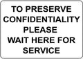 Warning Sign Preserve Confidentiality Please Wait Here for Service Sign Business Sign 12X8 Inches Aluminum Metal Tin Sign by Eletina