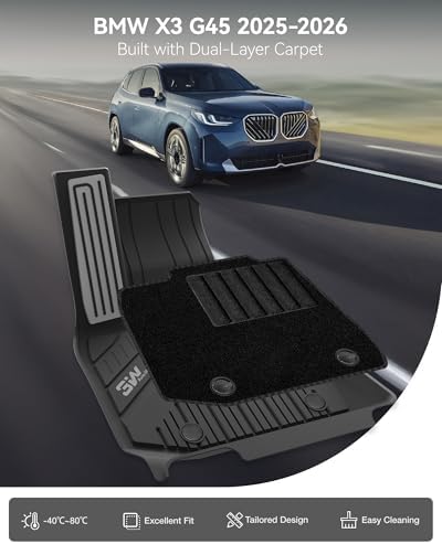 3W Floor Mats & Cargo Liner for BMW X3 G45 2025 2026 30/50M xDrive - Image 2