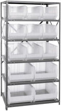 QUANTUM STORAGE SYSTEMS 2475-953954CL Solid Heavy Duty 6 Shelves 75" H x 36" W x 24" D with 13 Clear Bins Multi-Sizes by QuantumStorageSystems