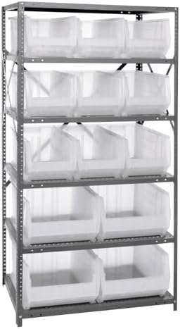 QUANTUM STORAGE SYSTEMS 2475-953954CL Solid Heavy Duty 6 Shelves 75" H x 36" W x 24" D with 13 Clear Bins Multi-Sizes by QuantumStorageSystems