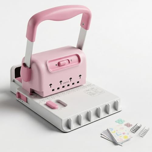 MAKEASY Spiral Cinch Binding Machine - Punches 30 Sheets - 2 in 1 Wire & Disc - Portable Book Binding Kit for DIY Booklets, Journals, Planners & Scrapbooks, Includes Starter Accessories by MAKEASY