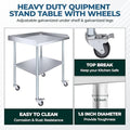 Heavy Duty Stainless Steel Rolling Equipment Stand with Wheels – 30” x 18” | Mobile Commercial Work Stand with Locking Casters | Adjustable Undershelf | NSF Certified - Image 2