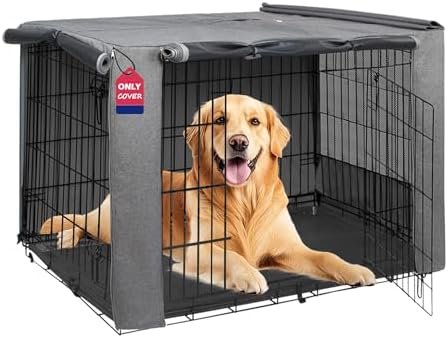 HiCaptain 42-Inch Dog Crate Cover with Mesh, Waterproof Kennel Cover, Grey by HiCaptain