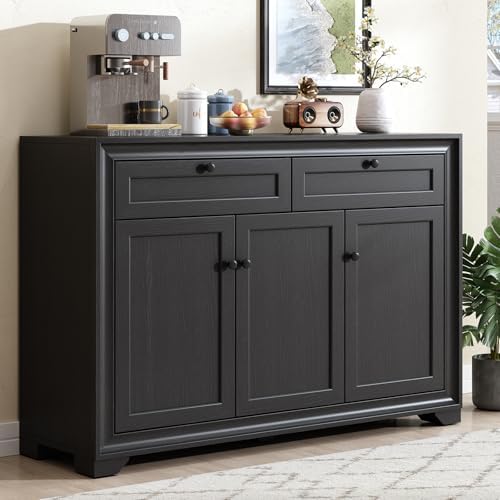 ONBRILL 48 Inches Sideboard Buffet Cabinet with Storage, Black by ONBRILL