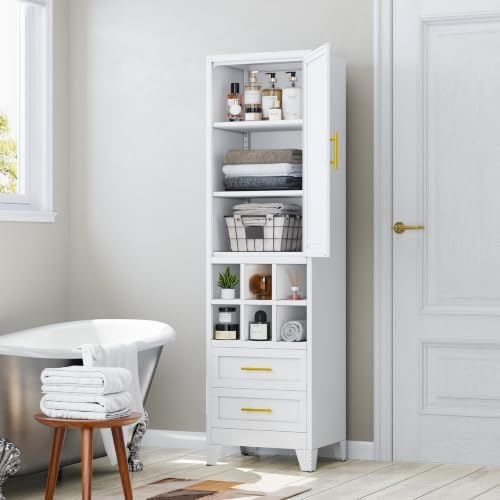 20 inch Wide Storage Cabinet with Doors and Shelves, Tall Narrow Pantry - Image 5
