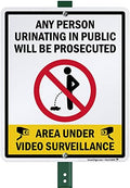 SmartSign 12 x 10 inch “Any Person Urinating In Public Will Be Prosecuted - Under Video Surveillance” Yard Sign with 3 foot Stake, 40 mil Laminated Rustproof Aluminum, Multicolor, Set of 1 by SmartSign