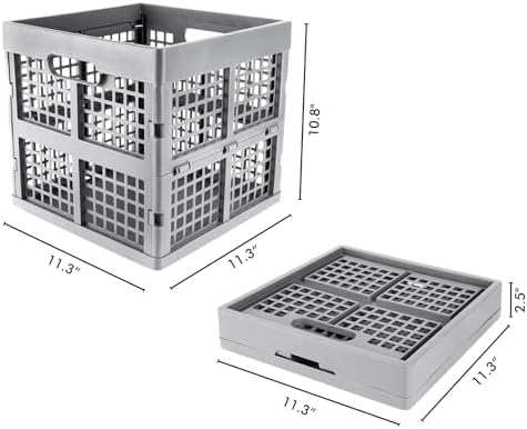 Eslite 3-Pack Collapsible Plastic Storage Crates,Foldable Crates for Storage,16L (Grey) - Image 3
