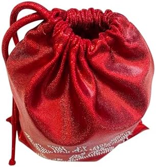 LIL'FOX 8"x10" Drawstring Gymnastics SMALL GRIP BAG 26x20cm - Lightweight Bag for Personal Equipment - Shiny Foil Rhinestones - Image 3