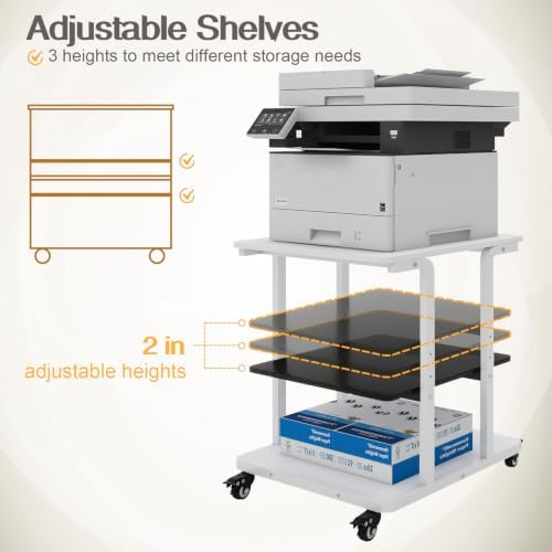 Natwind 3 Tier Laser Printer Stand,24''x20'' Side Table for Printer,White - Image 4