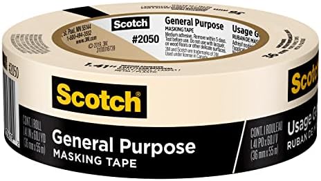 Scotch General Purpose Masking Tape, Tan, Tape for Labeling, Bundling and General Use, Multi-Surface Adhesive Tape, 1.41 Inches x 60 Yards, 1 Roll by ScotchBrand