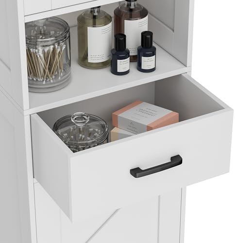 Homhedy 67" H Tall Bathroom Storage Cabinet with Barn Doors and Drawer - Image 7