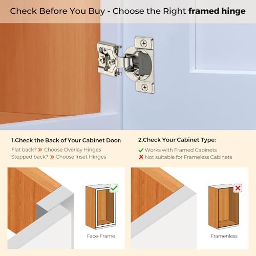 Soft Close Hinges for Kitchen Cabinet Hinges, 1/2 Inch Overlay, 60 Pack - Image 4